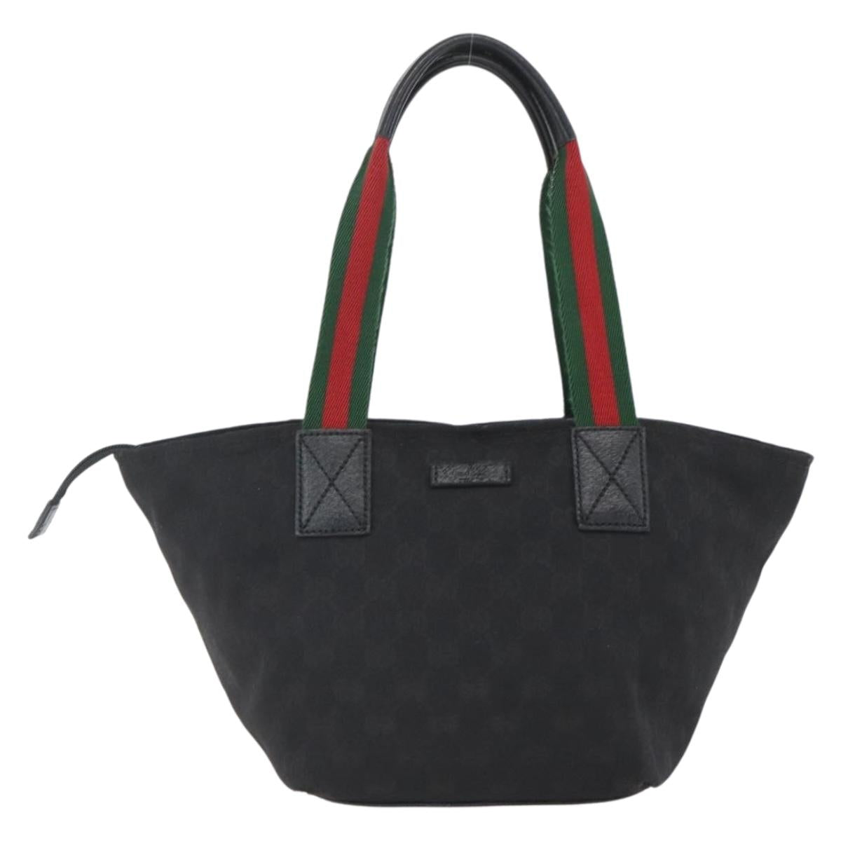 GUCCI GG Canvas Web Sherry Line Hand Bag Black Silver 131228 Auth ep12633