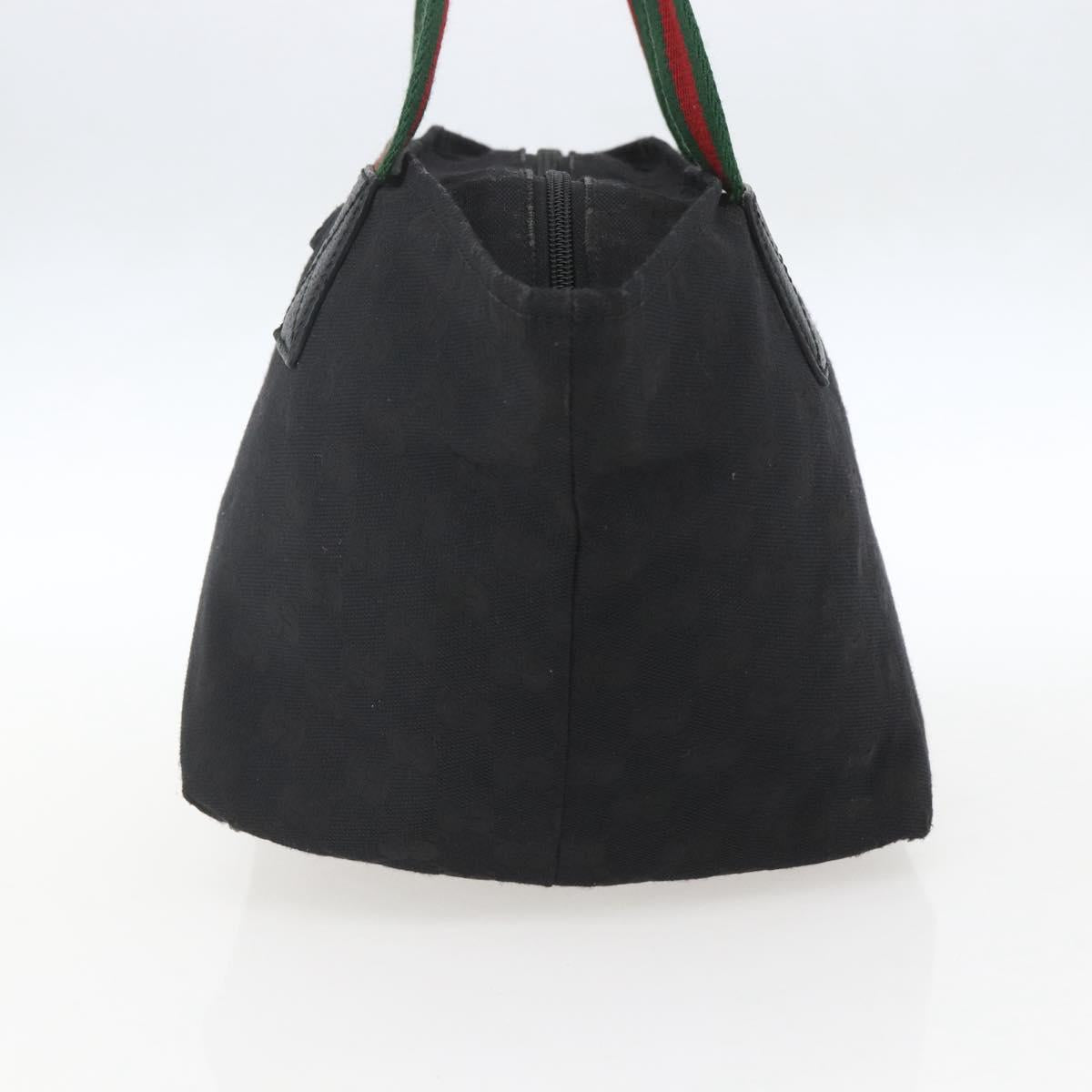 GUCCI GG Canvas Web Sherry Line Hand Bag Black Silver 131228 Auth ep12633