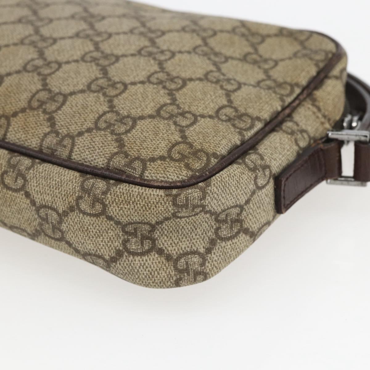 GUCCI GG Supreme Web Sherry Line Clutch Bag PVC Beige Silver 73956 Auth ep12637