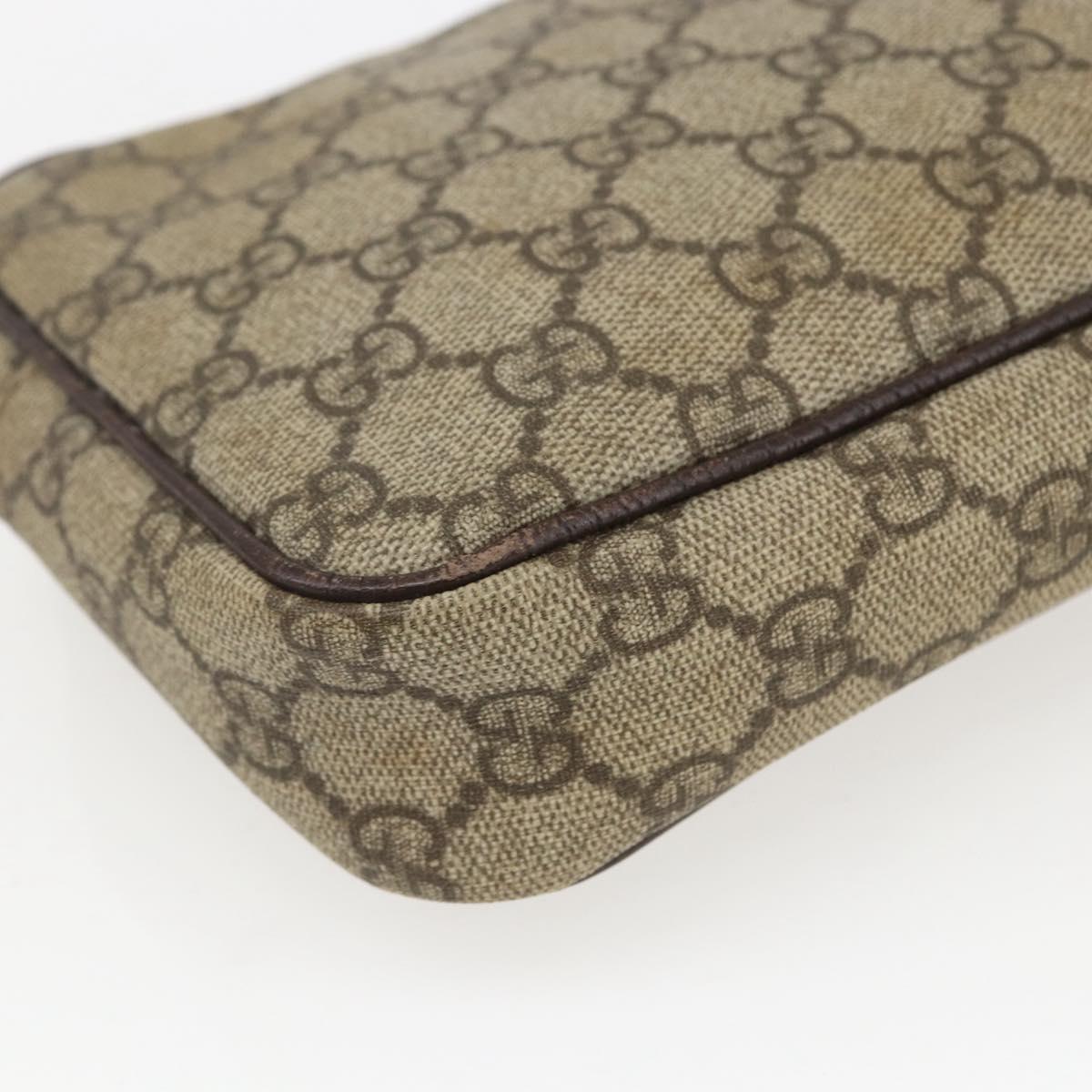 GUCCI GG Supreme Web Sherry Line Clutch Bag PVC Beige Silver 73956 Auth ep12637