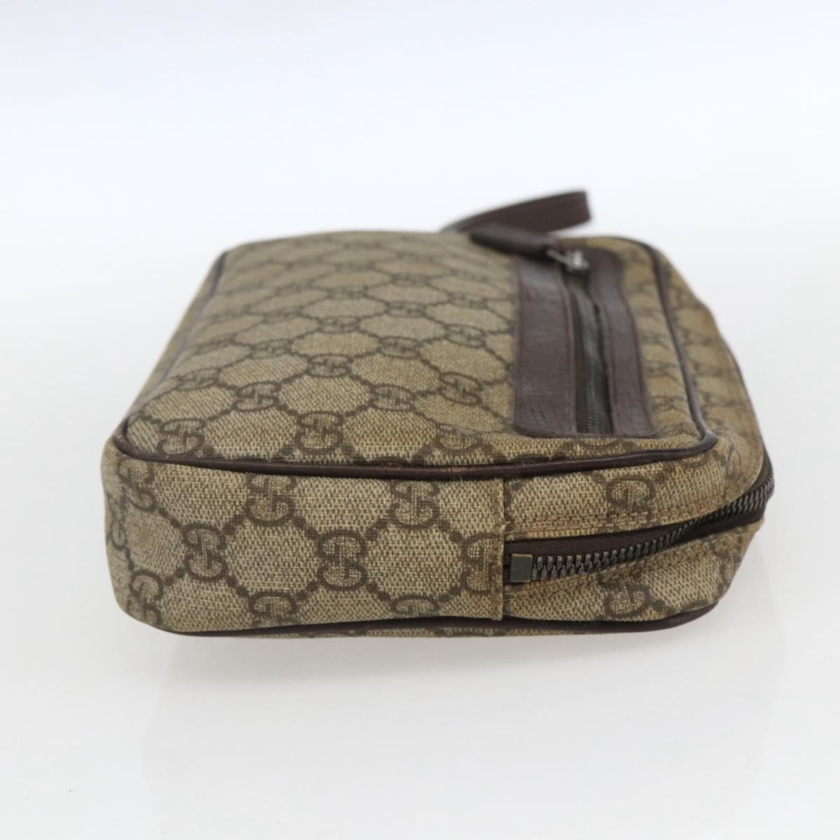 GUCCI GG Supreme Web Sherry Line Clutch Bag PVC Beige Silver 73956 Auth ep12637