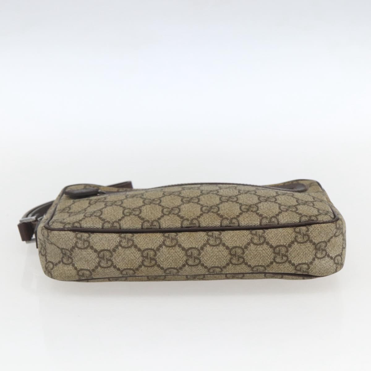 GUCCI GG Supreme Web Sherry Line Clutch Bag PVC Beige Silver 73956 Auth ep12637