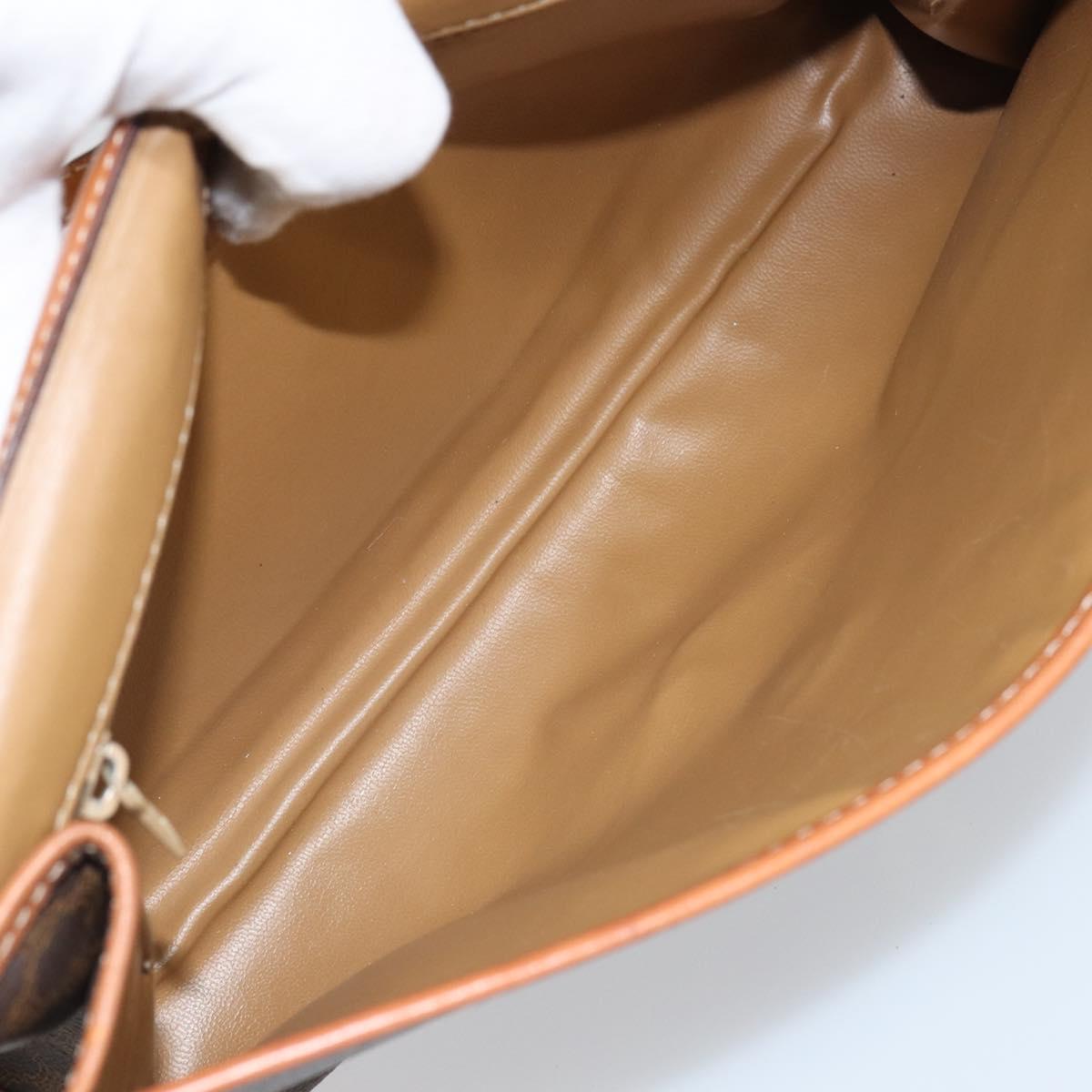 CELINE Macadam Canvas Shoulder Bag PVC Leather Brown Gold Auth ep12638