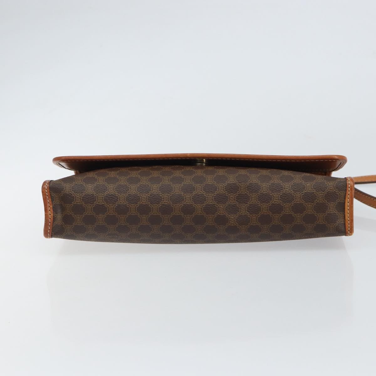 CELINE Macadam Canvas Shoulder Bag PVC Leather Brown Gold Auth ep12638