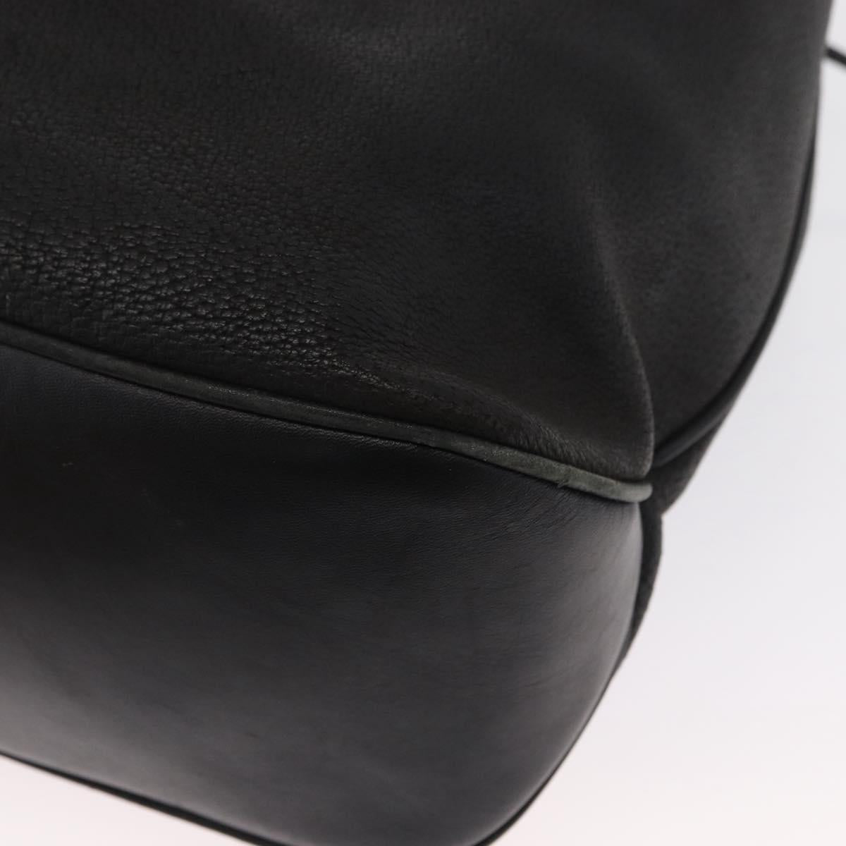 GUCCI Shoulder Bag Leather Black Gold Auth ep12642