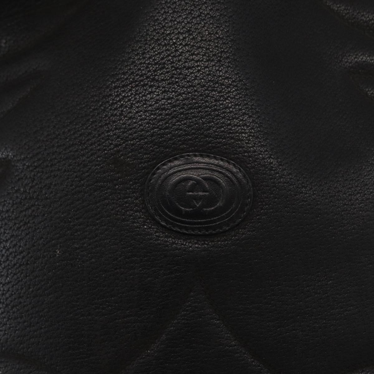 GUCCI Shoulder Bag Leather Black Gold Auth ep12642