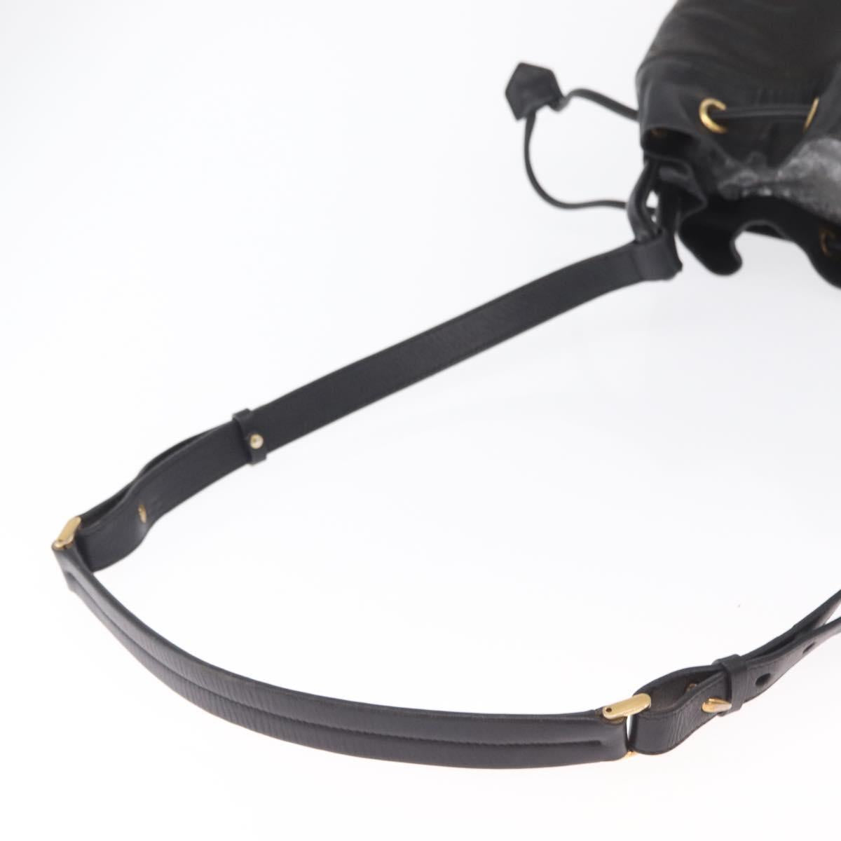 GUCCI Shoulder Bag Leather Black Gold Auth ep12642