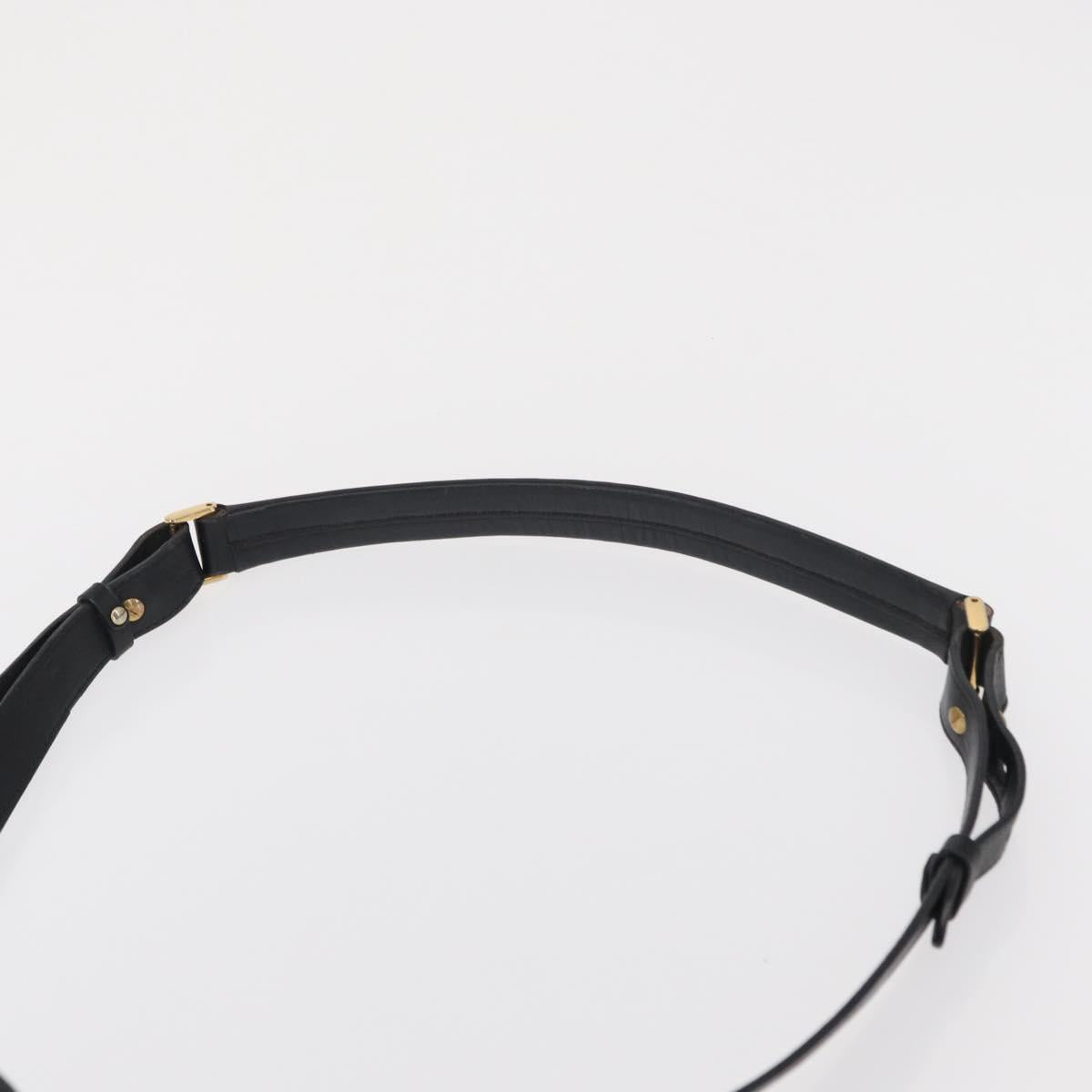 GUCCI Shoulder Bag Leather Black Gold Auth ep12642