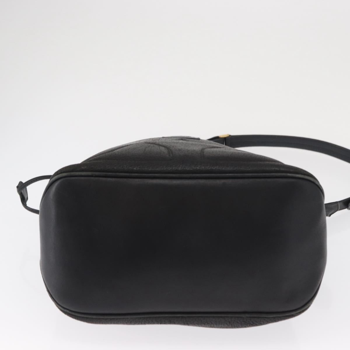 GUCCI Shoulder Bag Leather Black Gold Auth ep12642