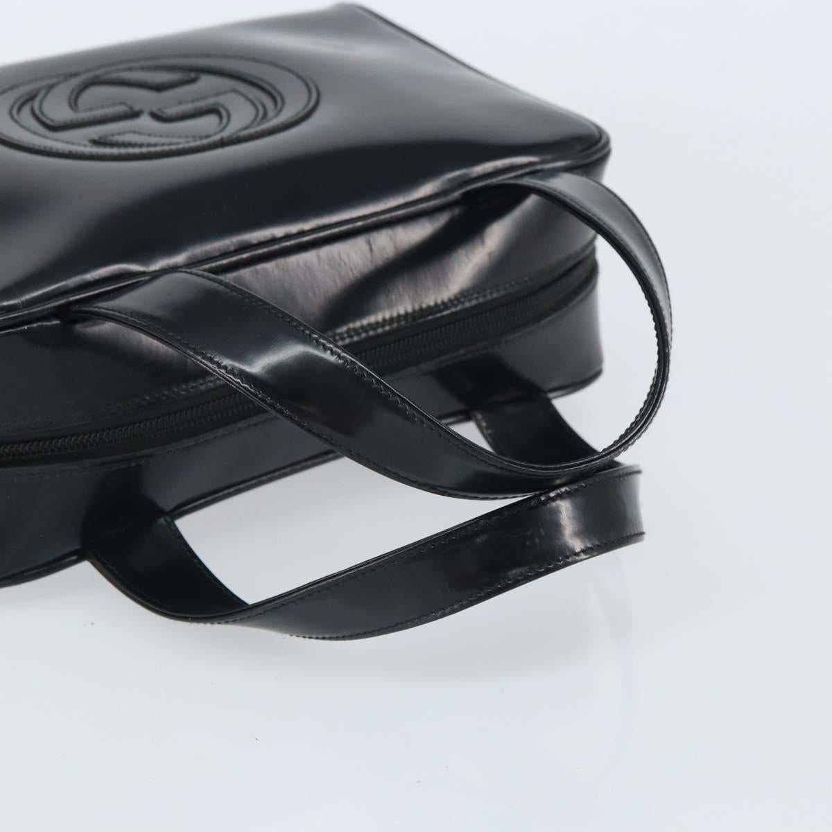 GUCCI Hand Bag Patent leather Black Silver 000 1274 0505 Auth ep12647