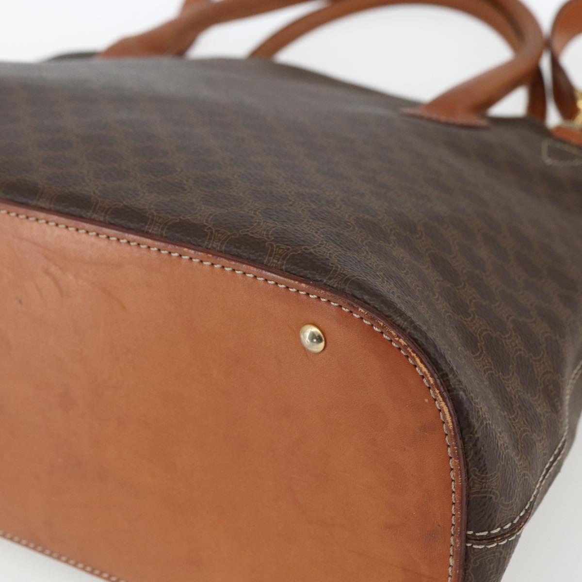 CELINE Macadam Canvas Hand Bag PVC Leather 2way Brown Gold Auth ep12650