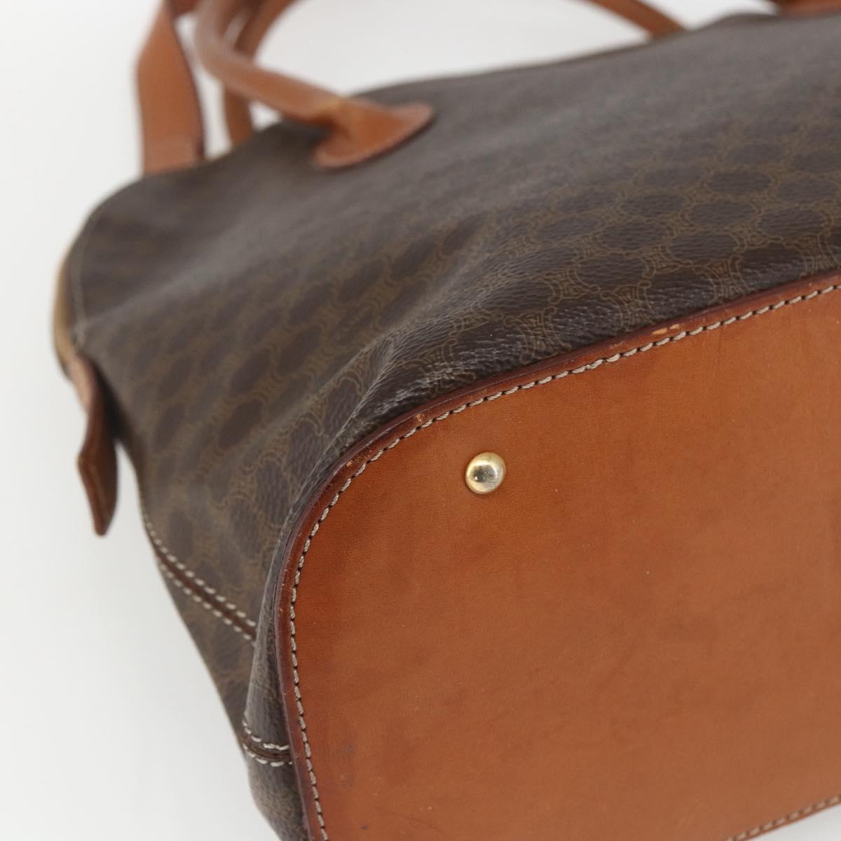 CELINE Macadam Canvas Hand Bag PVC Leather 2way Brown Gold Auth ep12650