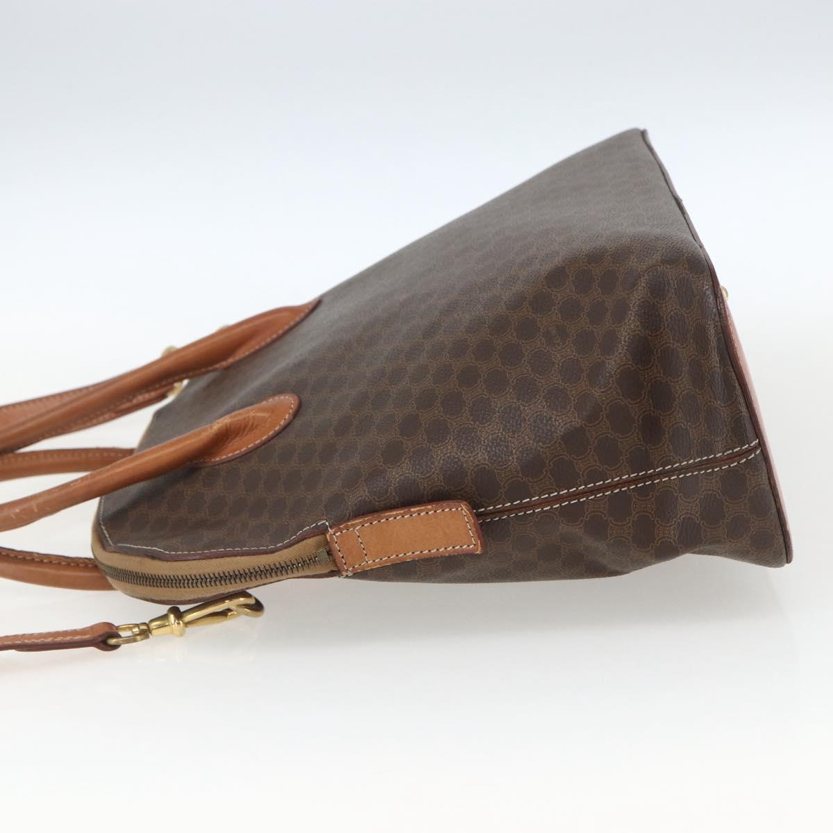 CELINE Macadam Canvas Hand Bag PVC Leather 2way Brown Gold Auth ep12650