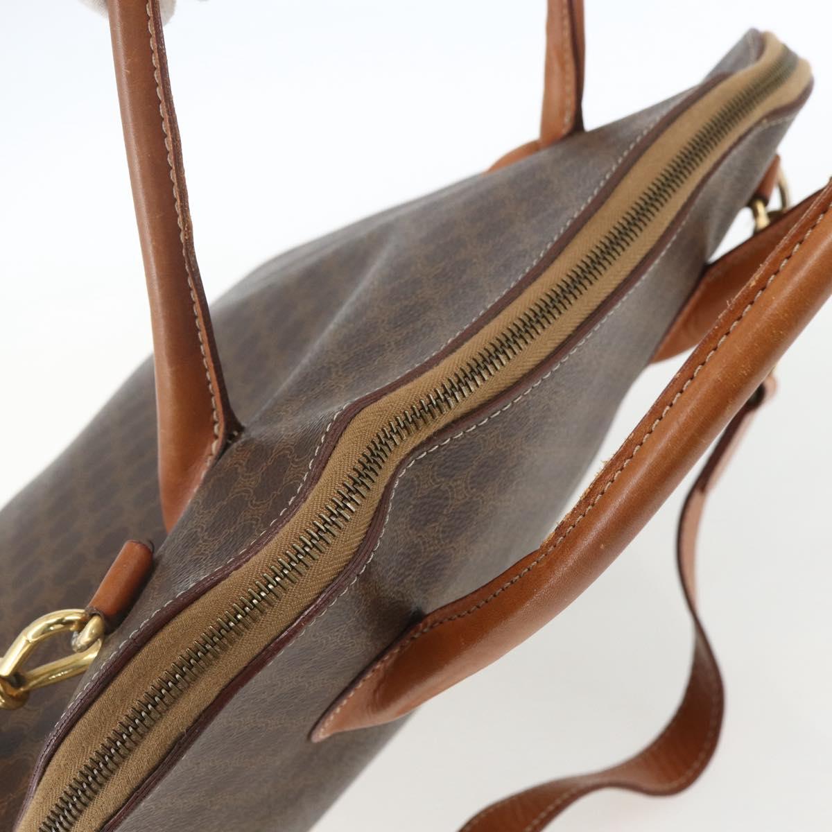 CELINE Macadam Canvas Hand Bag PVC Leather 2way Brown Gold Auth ep12650