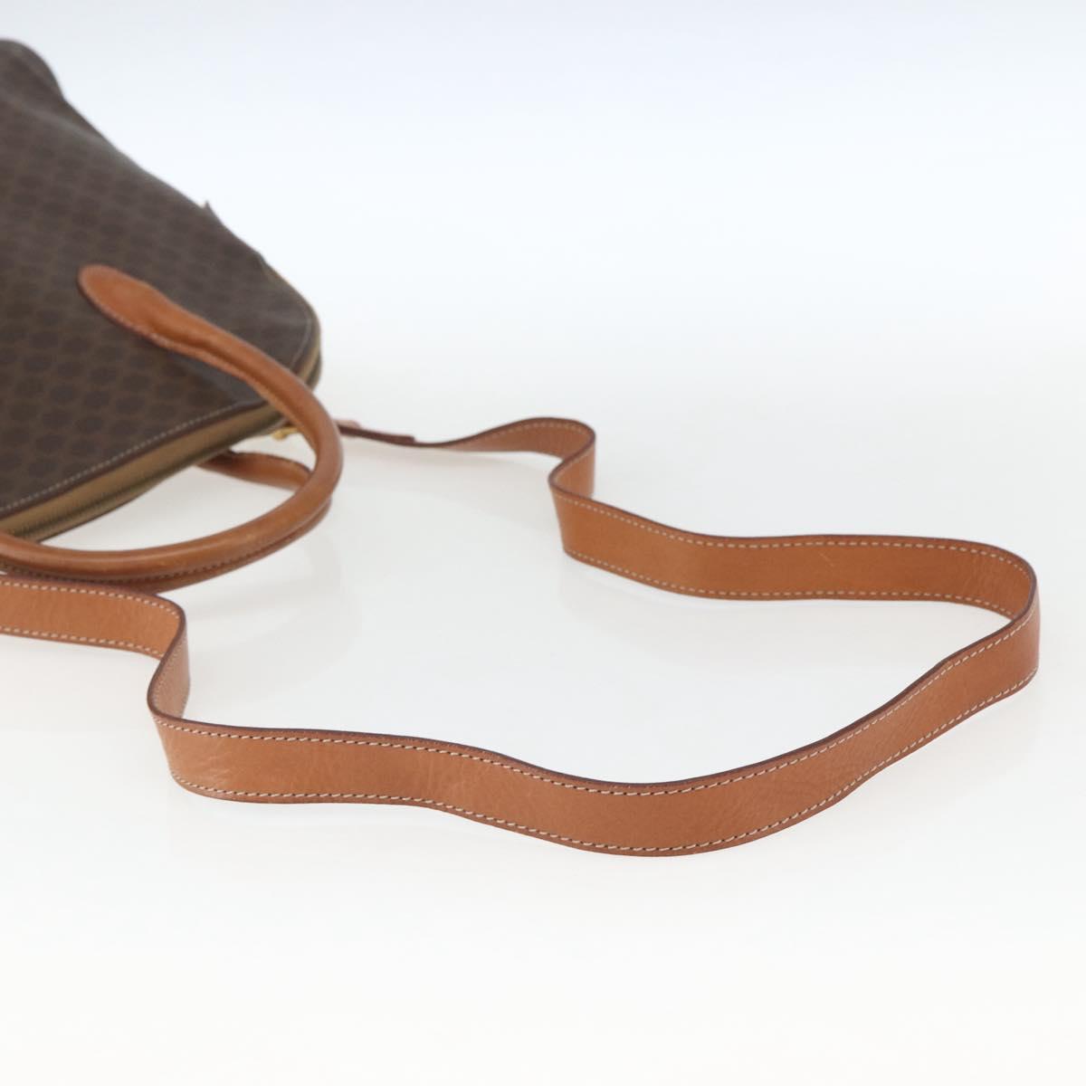 CELINE Macadam Canvas Hand Bag PVC Leather 2way Brown Gold Auth ep12650