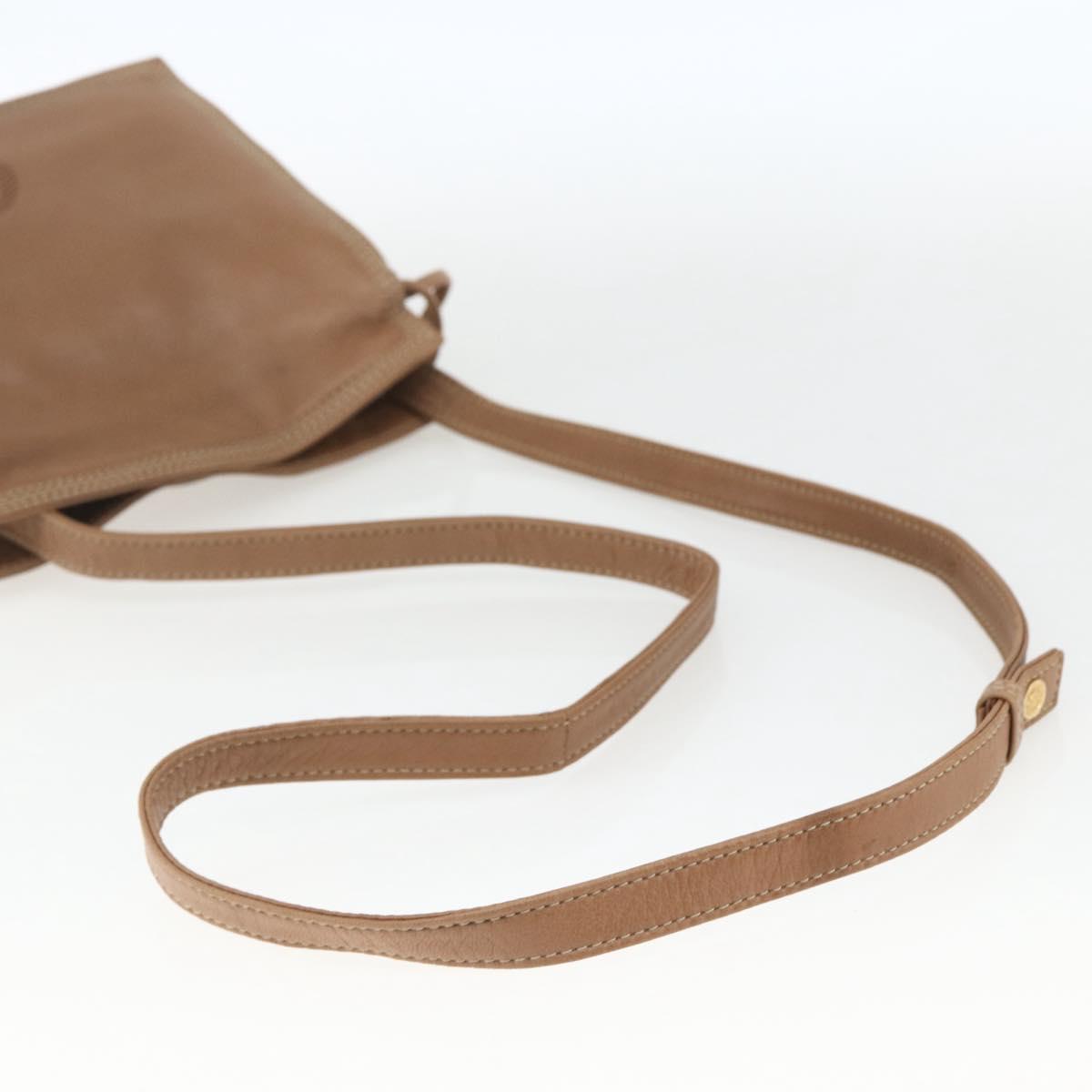 LOEWE Anagram Shoulder Bag Leather Brown Gold Auth ep12651