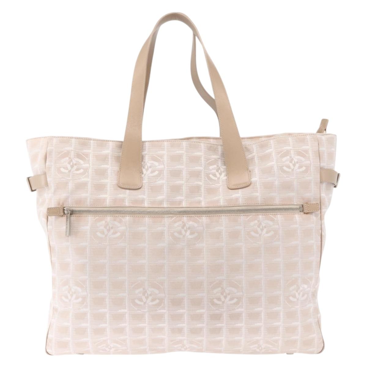 CHANEL New Travel Line Tote Bag Nylon Pink gold CC Auth ep12654