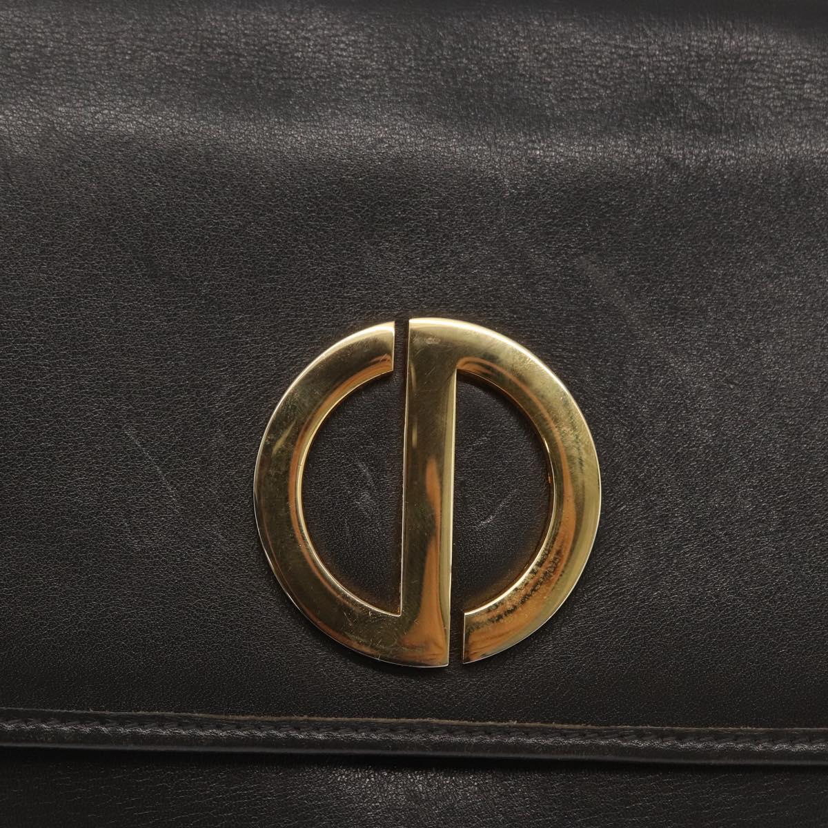 Christian Dior Shoulder Bag Leather Gray Gold Auth ep12656