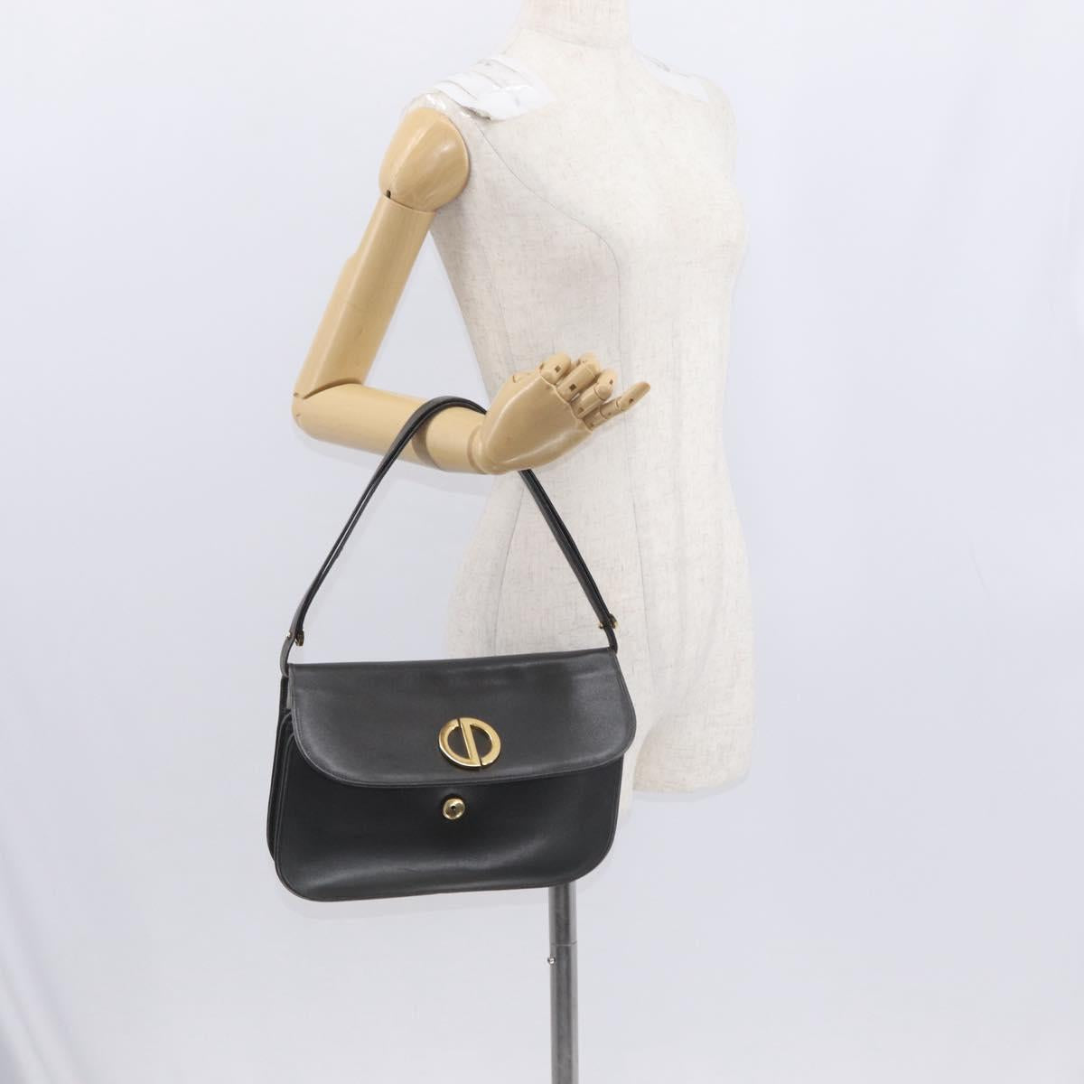 Christian Dior Shoulder Bag Leather Gray Gold Auth ep12656