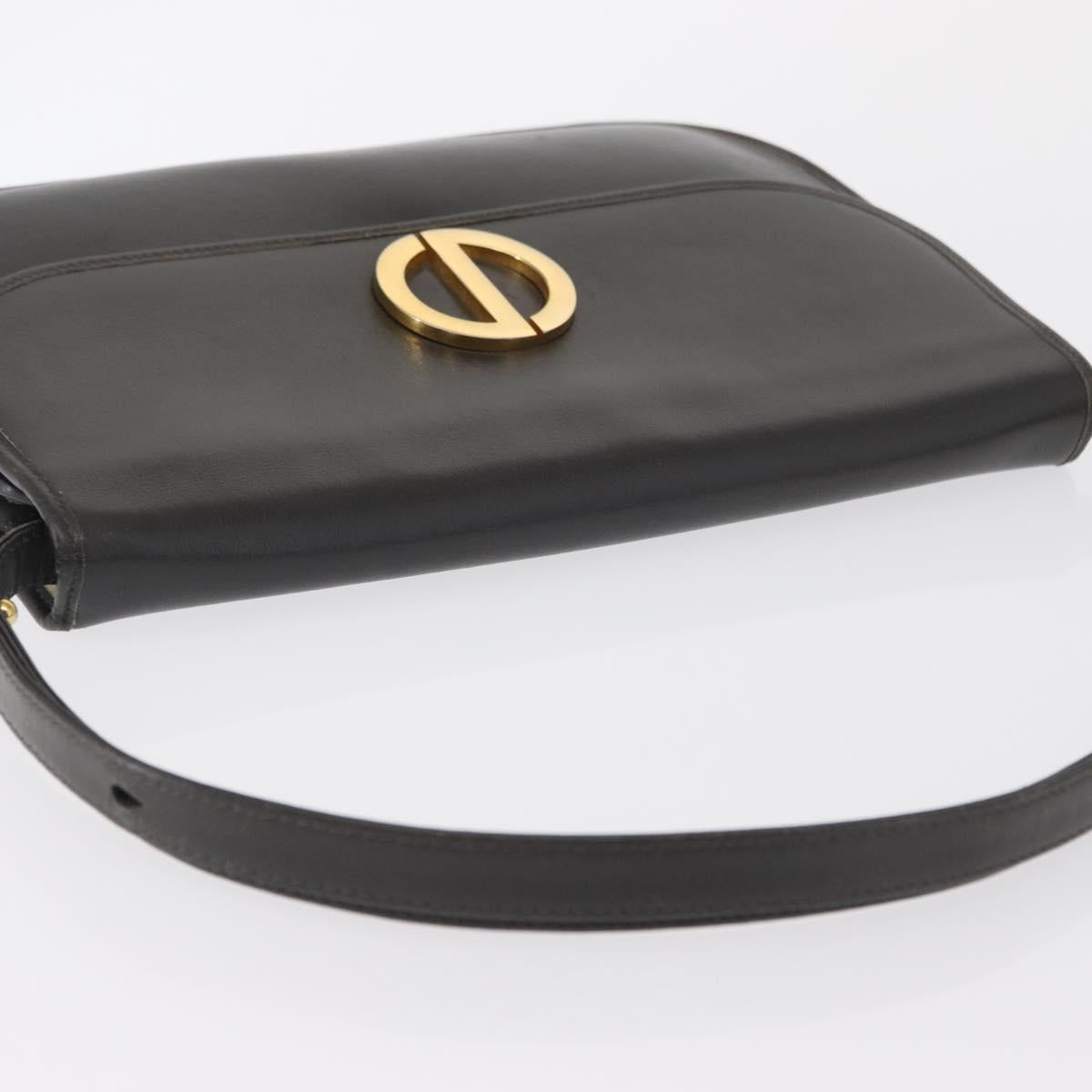 Christian Dior Shoulder Bag Leather Gray Gold Auth ep12656