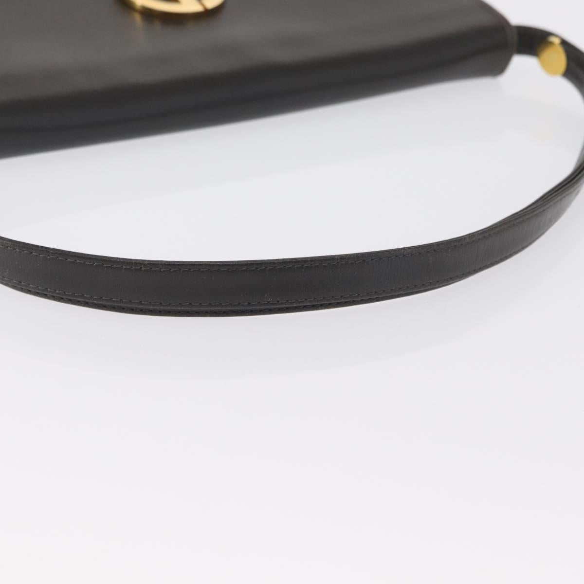 Christian Dior Shoulder Bag Leather Gray Gold Auth ep12656
