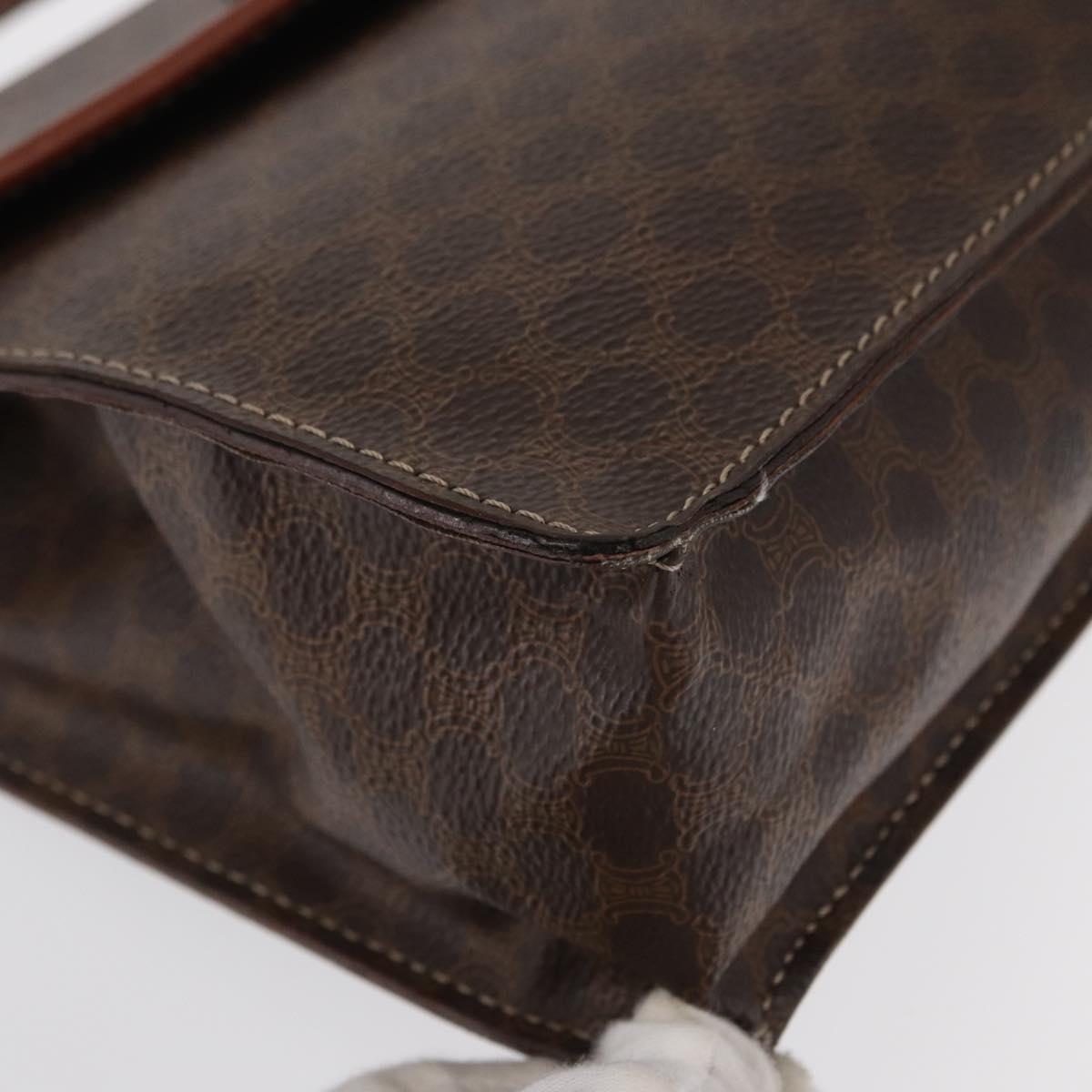 CELINE Macadam Canvas Hand Bag PVC Leather Brown Gold Auth ep12658