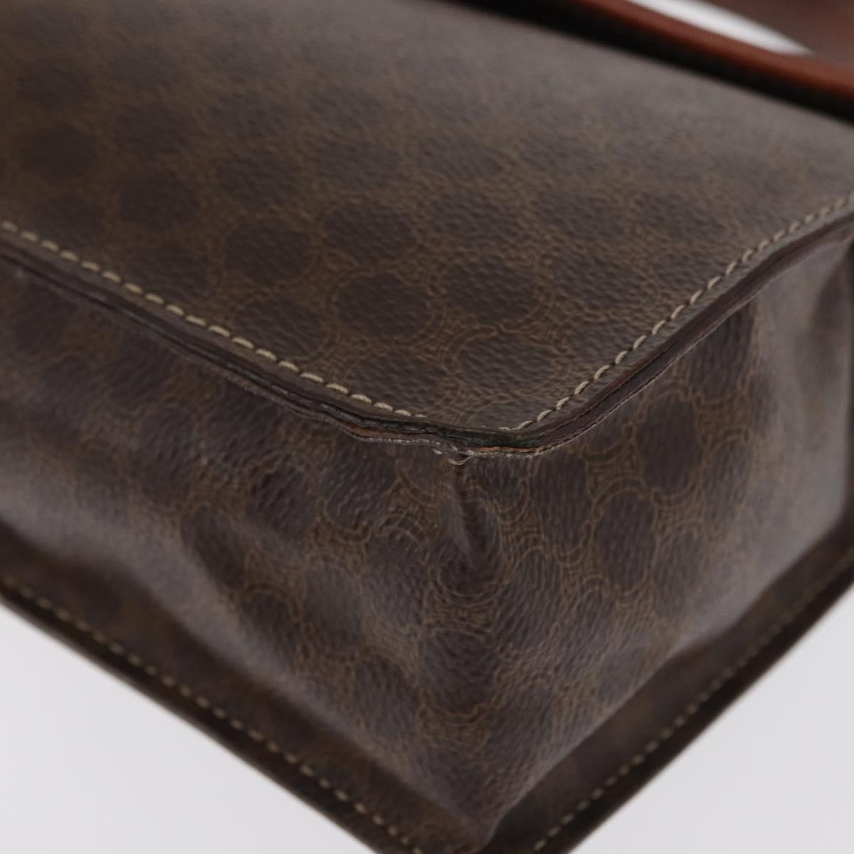 CELINE Macadam Canvas Hand Bag PVC Leather Brown Gold Auth ep12658