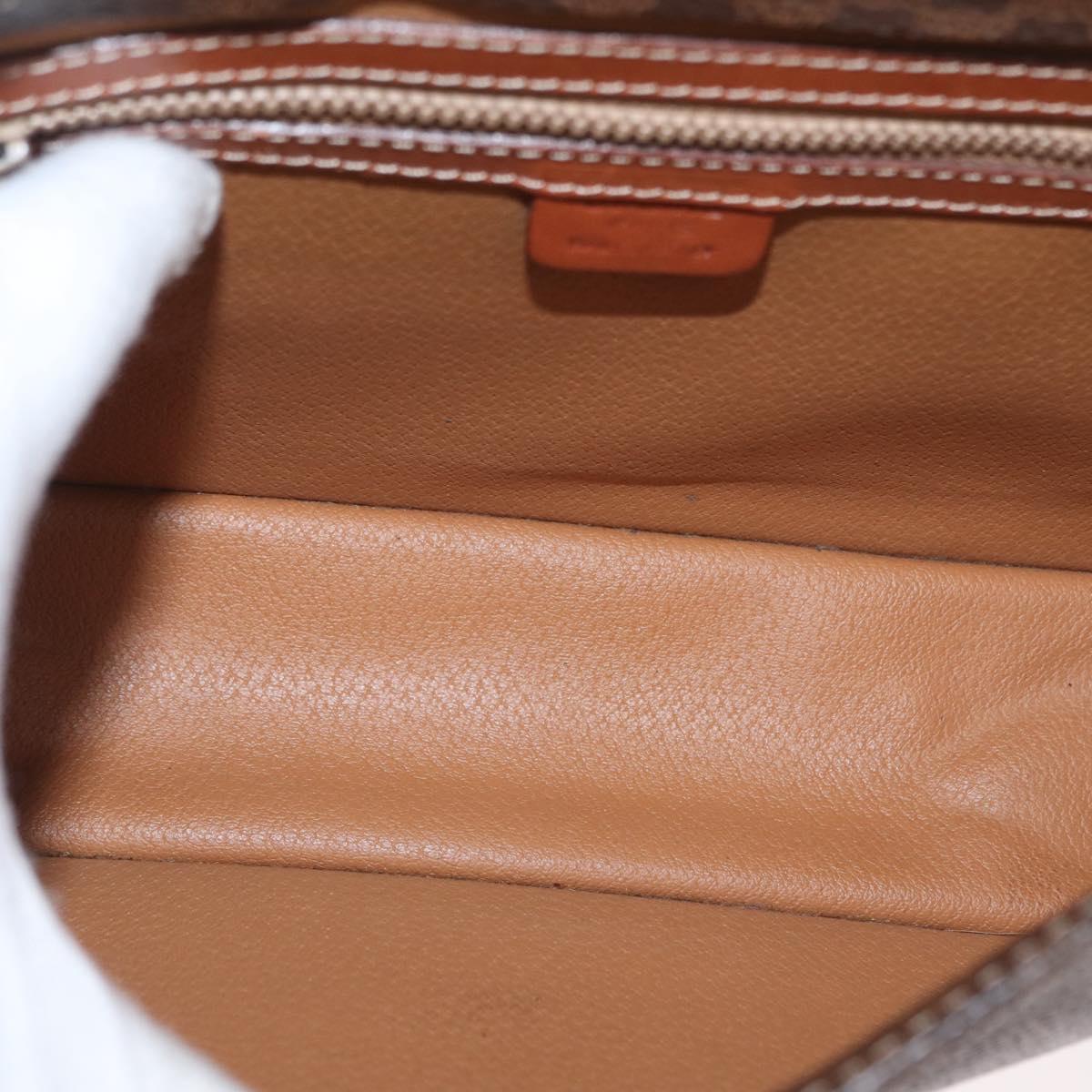 CELINE Macadam Canvas Hand Bag PVC Leather Brown Gold Auth ep12658
