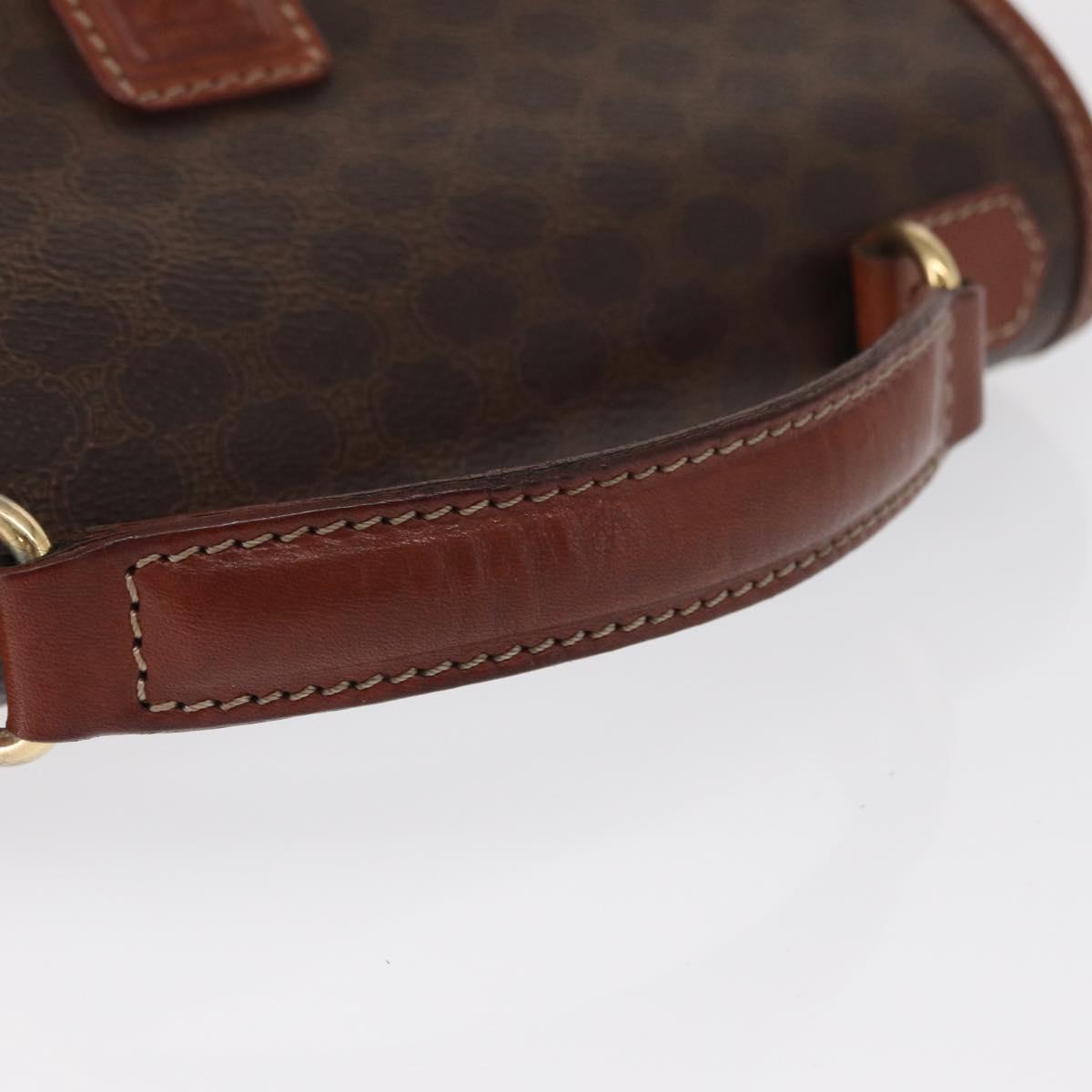 CELINE Macadam Canvas Hand Bag PVC Leather Brown Gold Auth ep12658