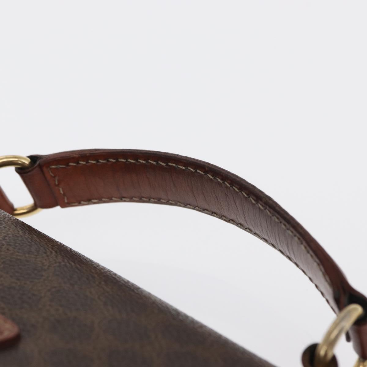 CELINE Macadam Canvas Hand Bag PVC Leather Brown Gold Auth ep12658