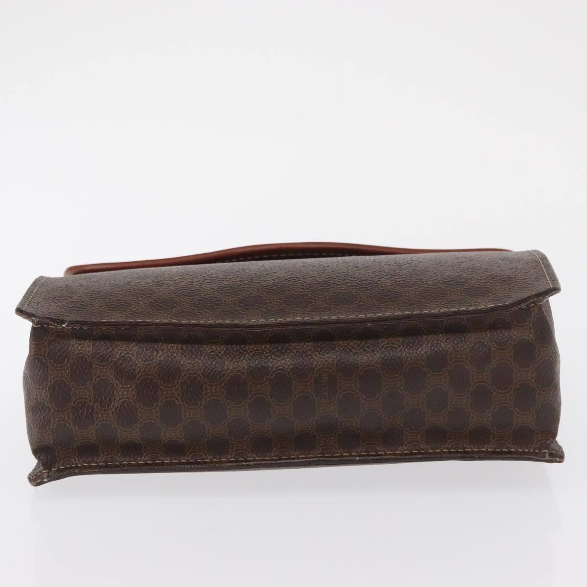 CELINE Macadam Canvas Hand Bag PVC Leather Brown Gold Auth ep12658