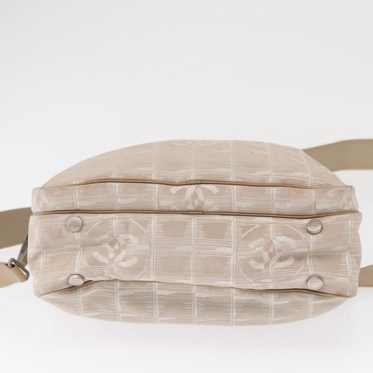 CHANEL New Travel Line Hand Bag Canvas Leather 2way Pink Gold CC Auth ep12659