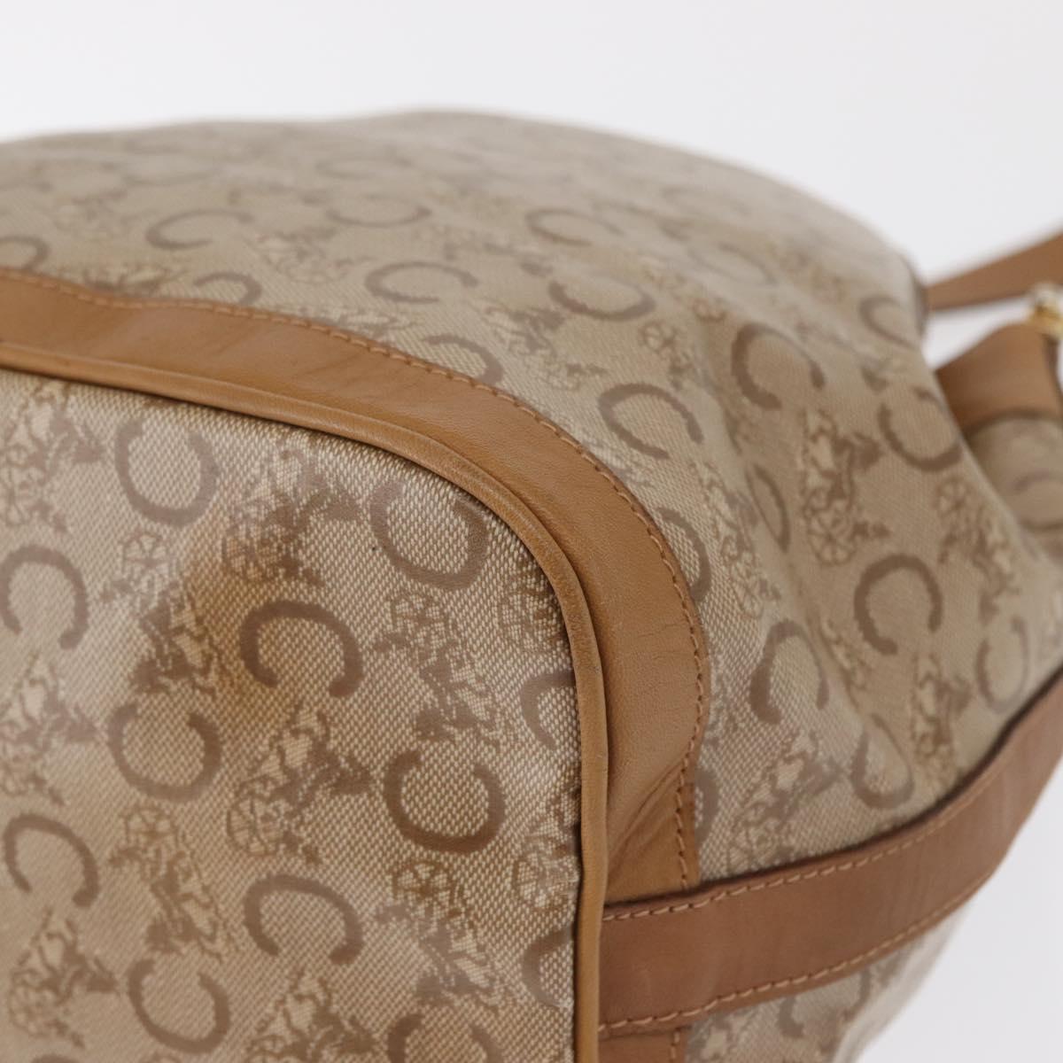 CELINE C Macadam Canvas Shoulder Bag PVC Beige Gold Auth ep12661