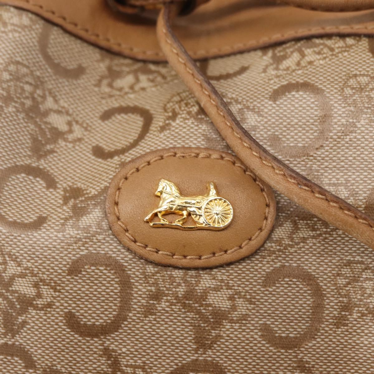 CELINE C Macadam Canvas Shoulder Bag PVC Beige Gold Auth ep12661