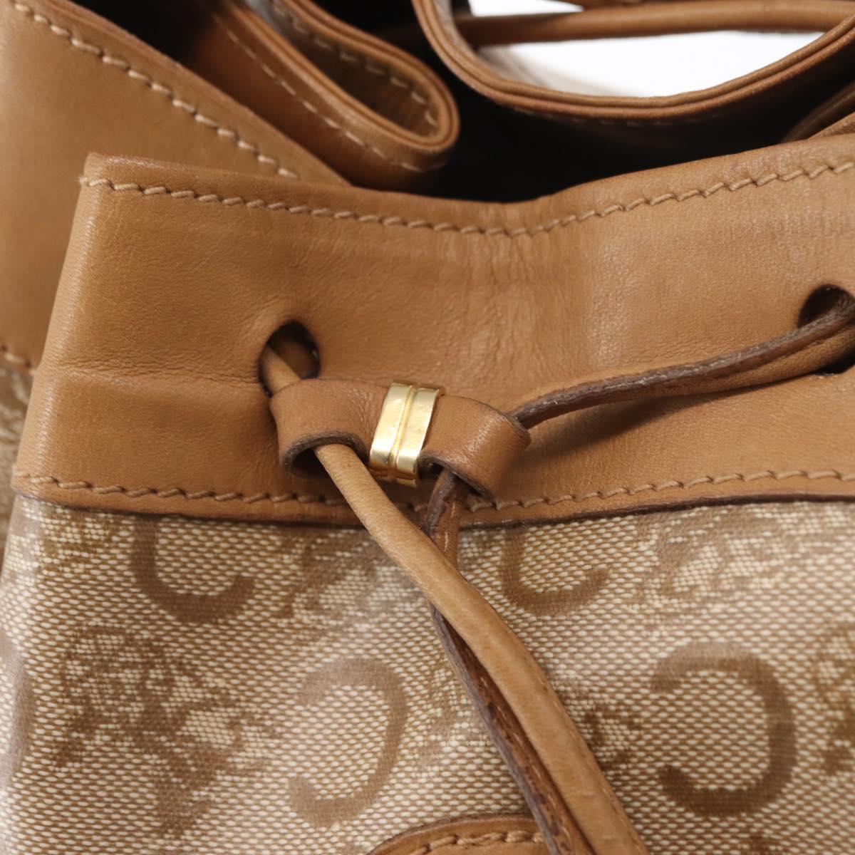 CELINE C Macadam Canvas Shoulder Bag PVC Beige Gold Auth ep12661