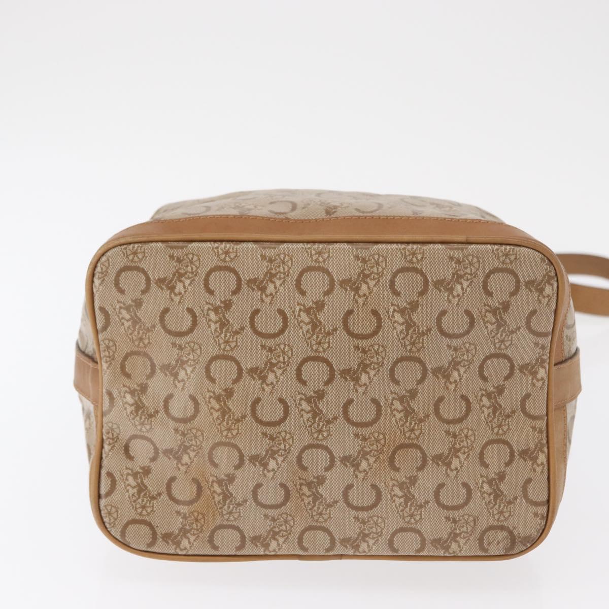 CELINE C Macadam Canvas Shoulder Bag PVC Beige Gold Auth ep12661