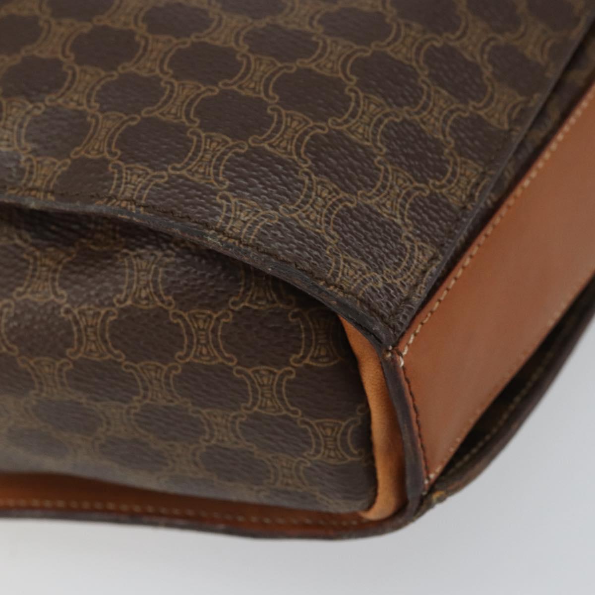 CELINE Macadam Canvas Shoulder Bag PVC Leather Brown Gold Auth ep12669