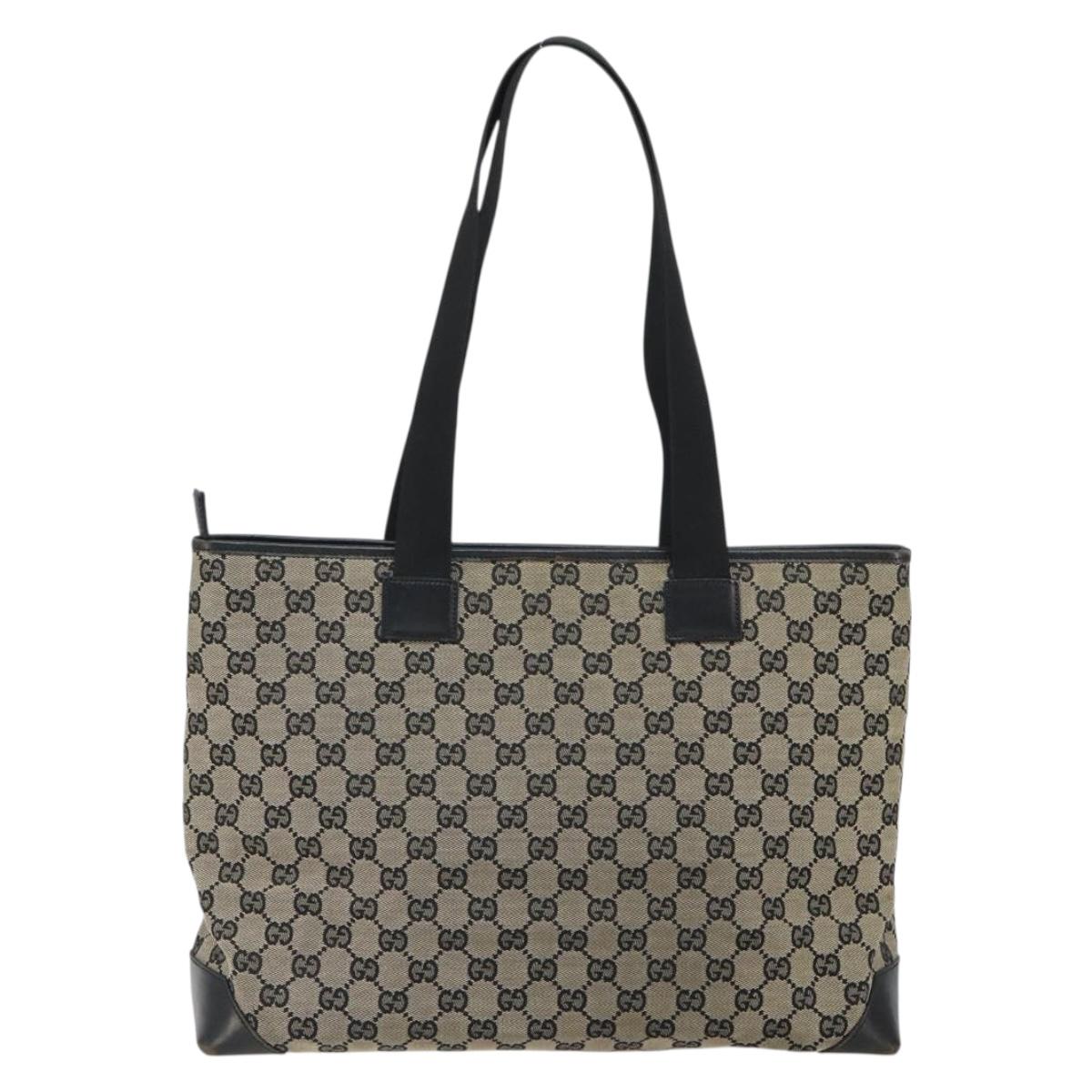 GUCCI GG Canvas Tote Bag Navy Silver 019 0426 2404 Auth ep12675