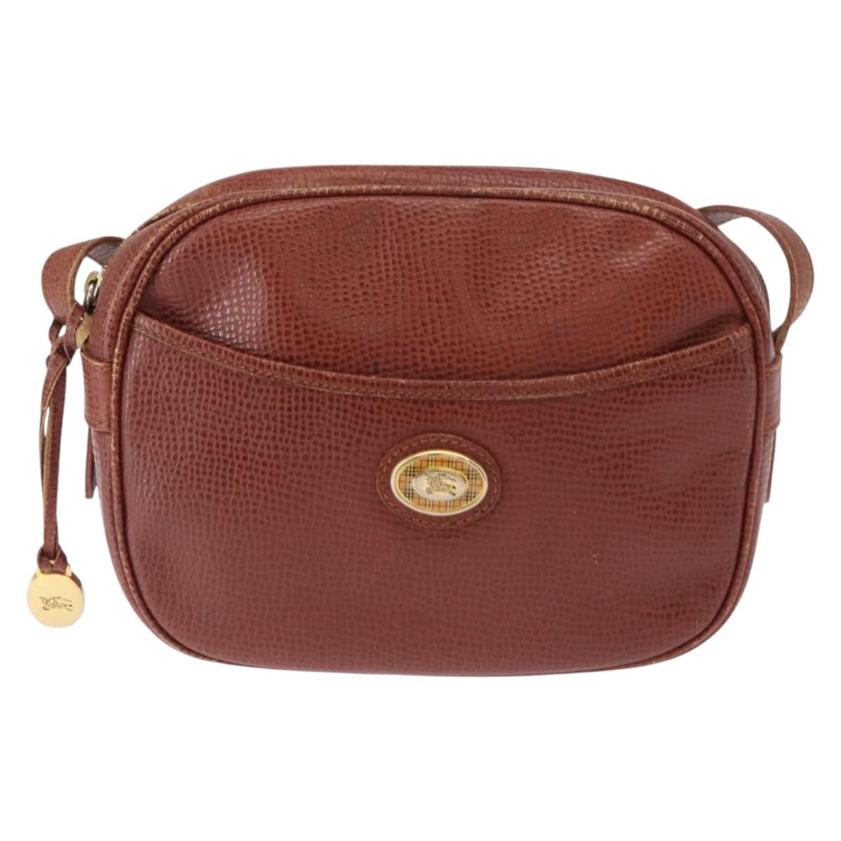 Burberrys Shoulder Bag Leather Brown Gold Auth ep12677