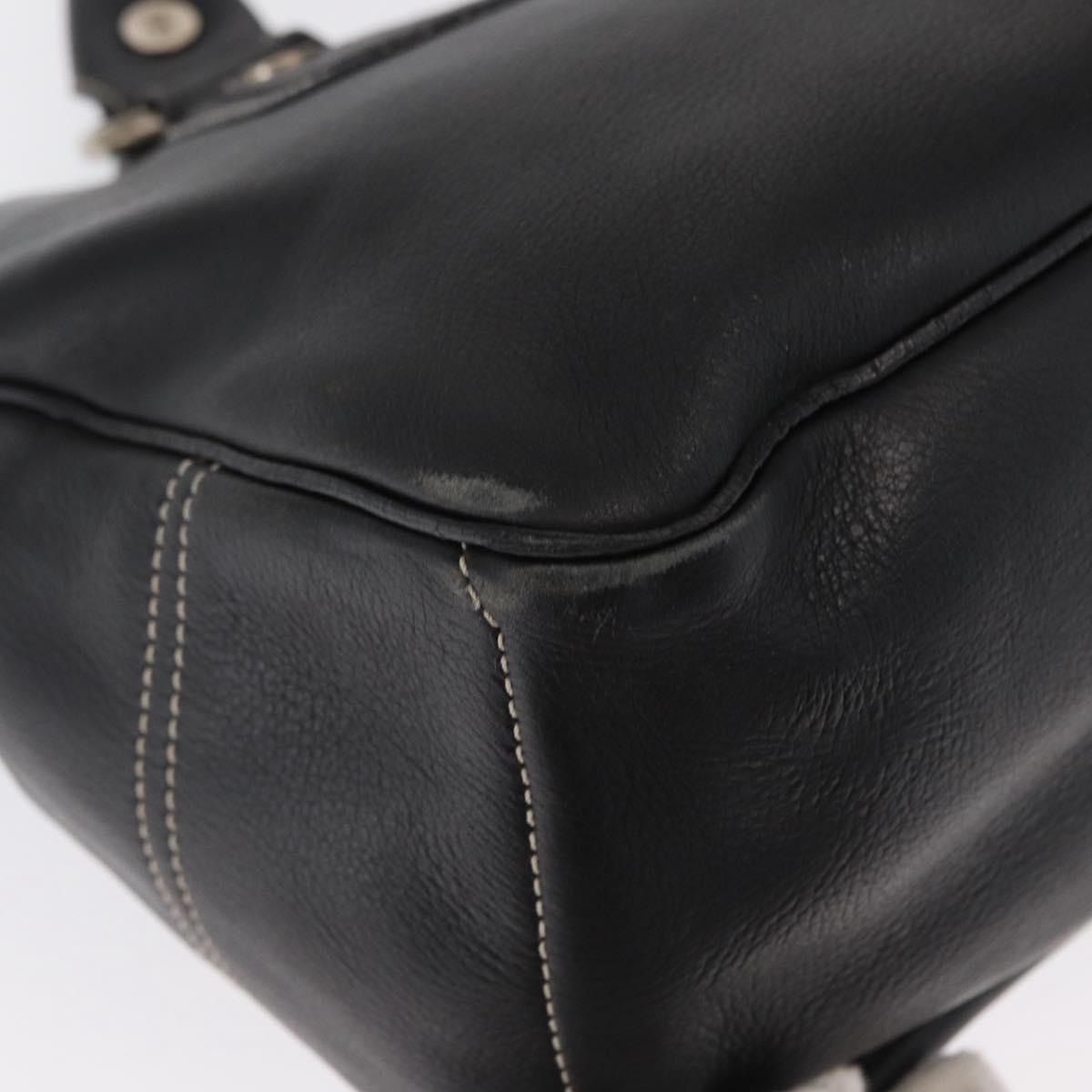 CELINE Boogie Hand Bag Leather Black Silver Auth ep12681