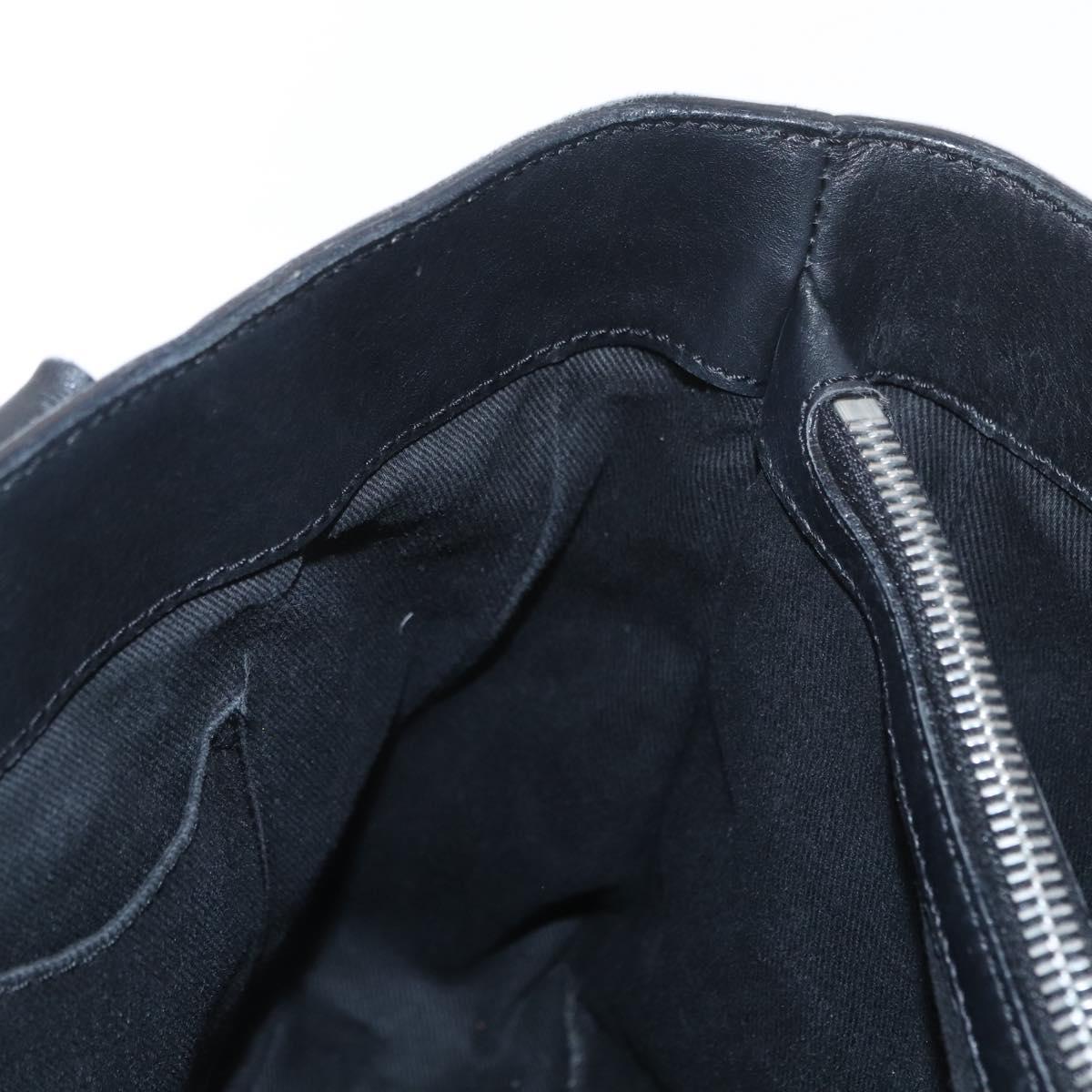 CELINE Boogie Hand Bag Leather Black Silver Auth ep12681