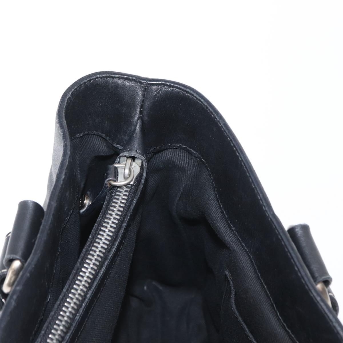 CELINE Boogie Hand Bag Leather Black Silver Auth ep12681