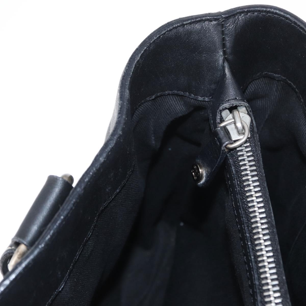 CELINE Boogie Hand Bag Leather Black Silver Auth ep12681