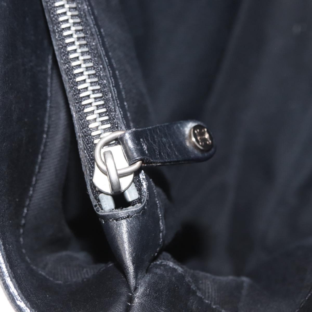 CELINE Boogie Hand Bag Leather Black Silver Auth ep12681