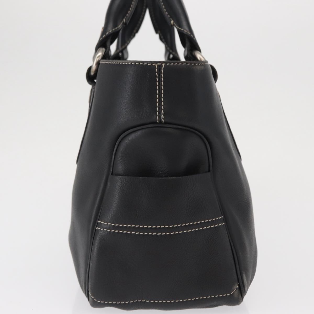 CELINE Boogie Hand Bag Leather Black Silver Auth ep12681