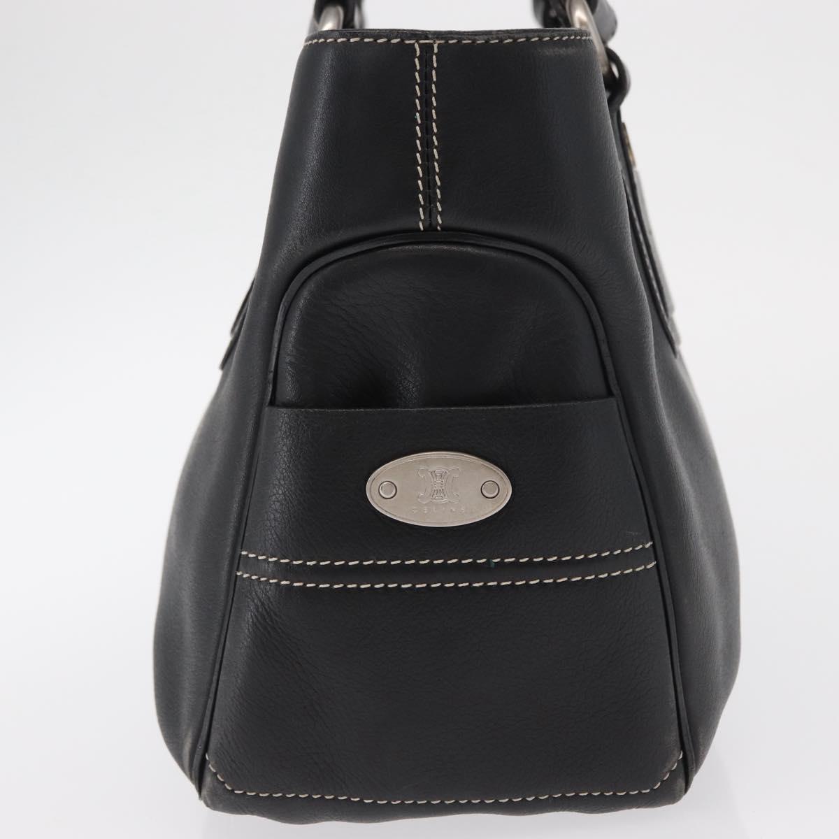 CELINE Boogie Hand Bag Leather Black Silver Auth ep12681