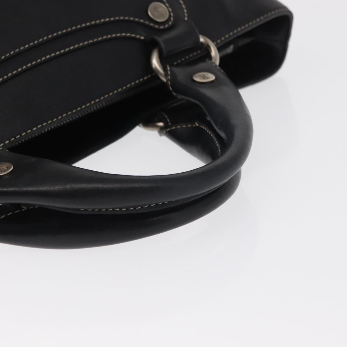 CELINE Boogie Hand Bag Leather Black Silver Auth ep12681