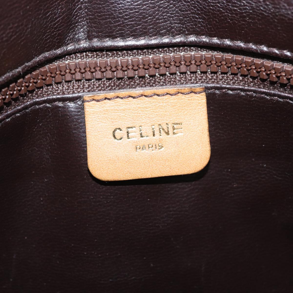 CELINE Macadam Canvas Shoulder Bag PVC Beige Gold Auth ep12683