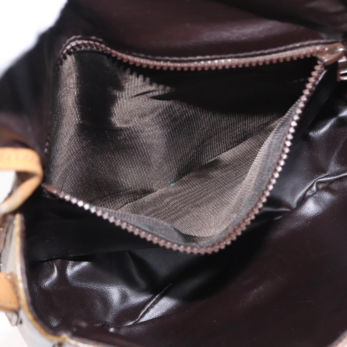 CELINE Macadam Canvas Shoulder Bag PVC Beige Gold Auth ep12683