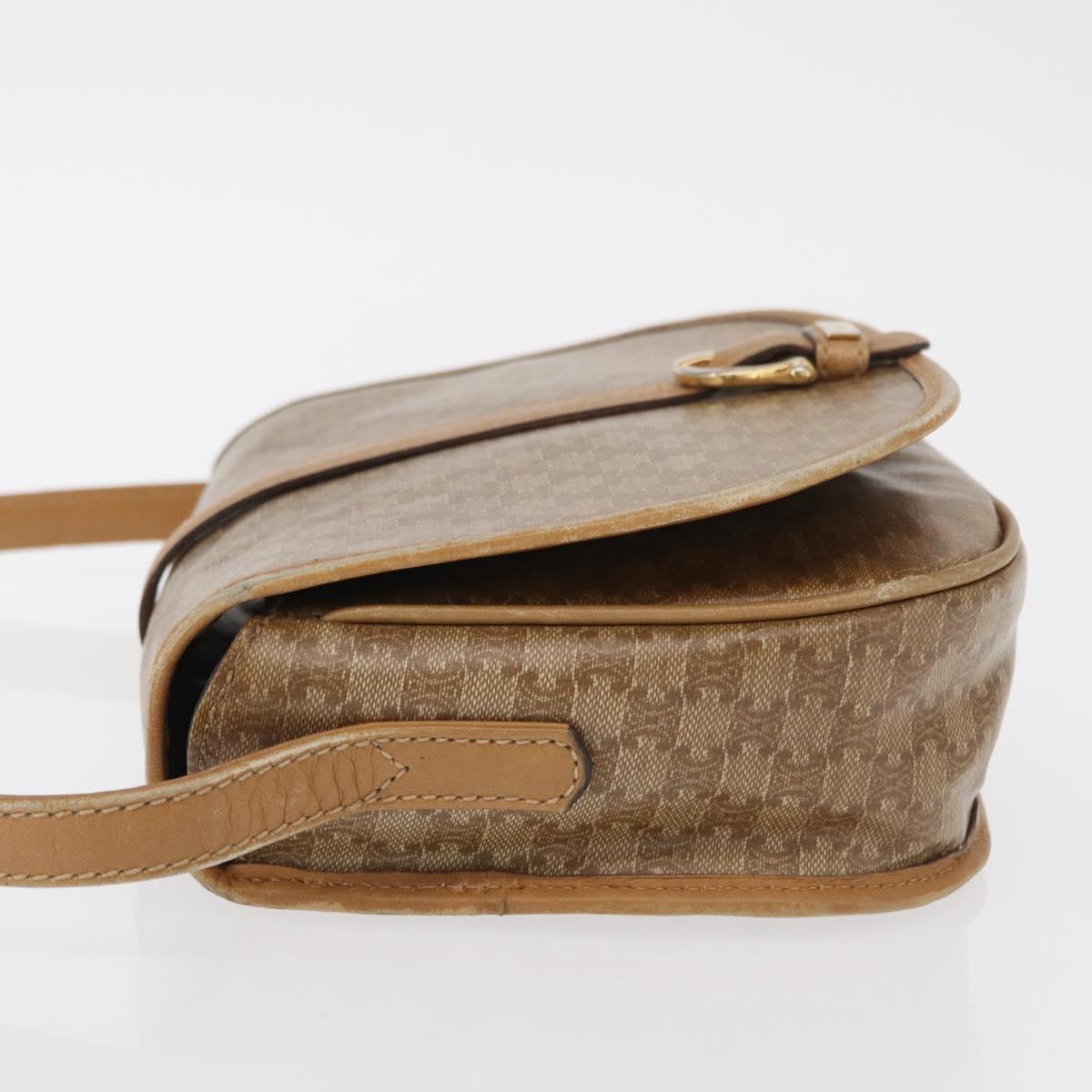 CELINE Macadam Canvas Shoulder Bag PVC Beige Gold Auth ep12683